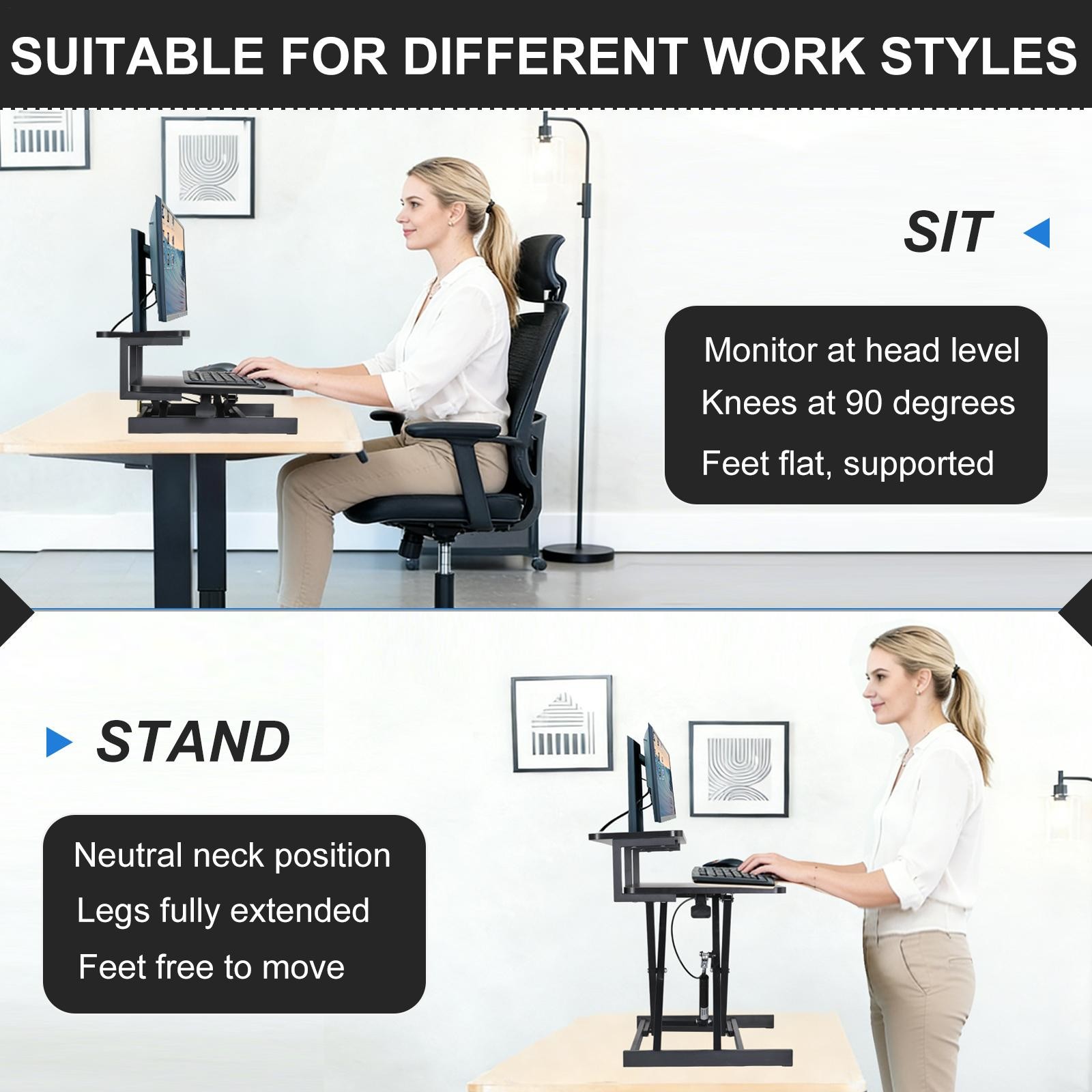 37 Inch Home Office Desk Converter Height Adjustable Computer Desk Riser