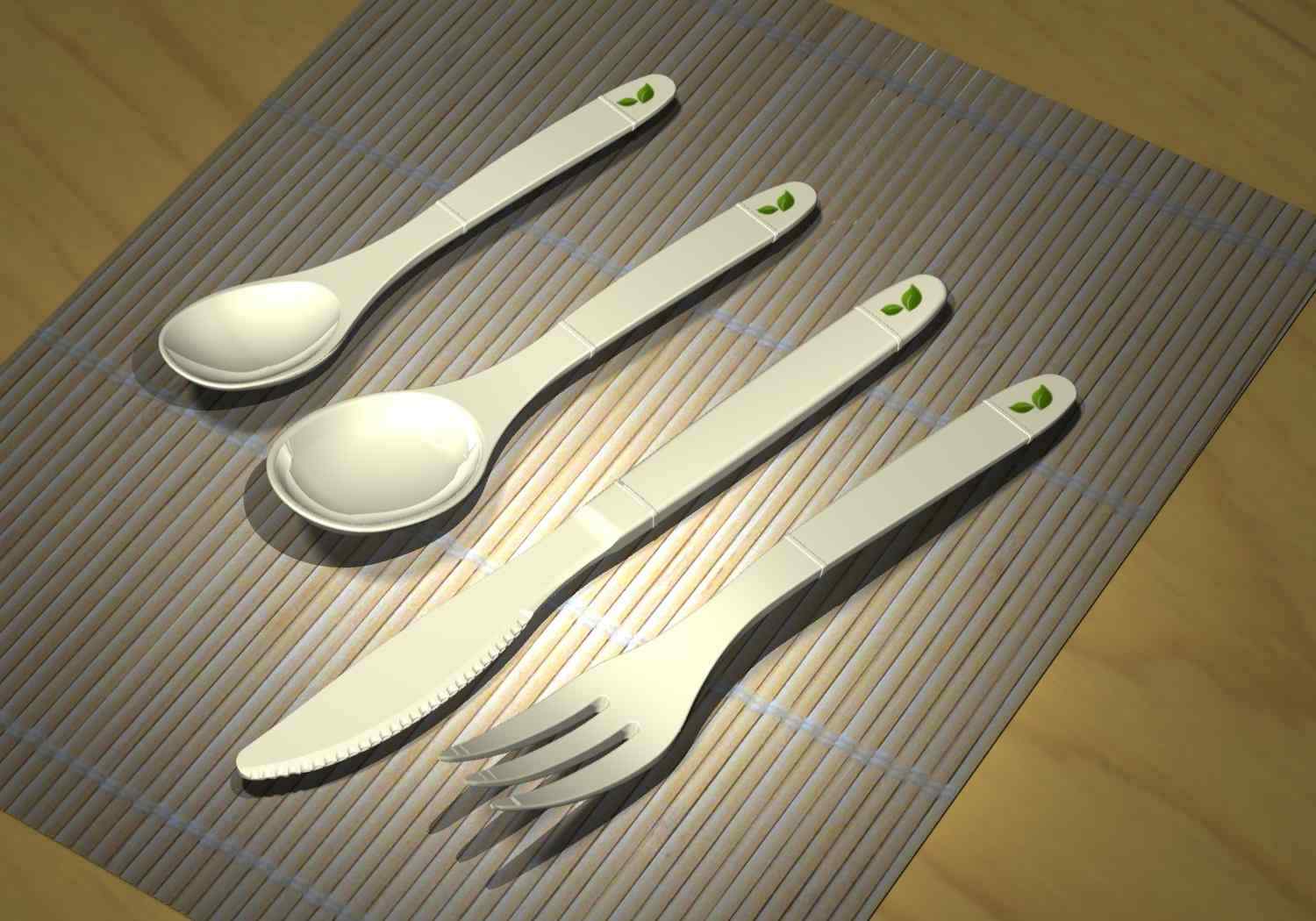 TruFlavorWare® Non-metallic, "taste-free," reusable 4-pc Flatware set