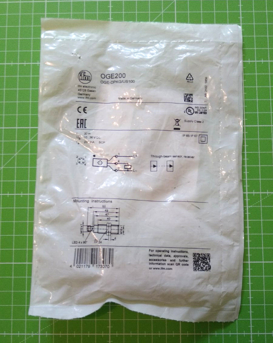 IFM throughbeam photoelectric sensor receiver OGE200 OGE-DPKG/US100 new + original packaging, 4021179173070