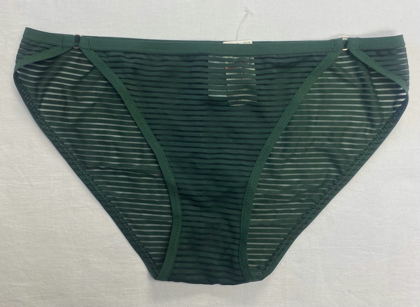 Aerie High Cut Mesh Striped Bikini Underwear with Rose Gold Ring Accent