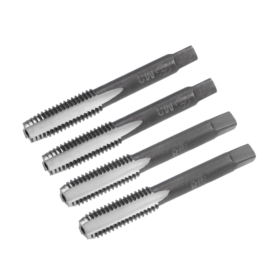 Hand Tap M8 Thread 1.25 Pitch 3 Straight Flutes H2 Alloy Tool Steel 2 Pairs