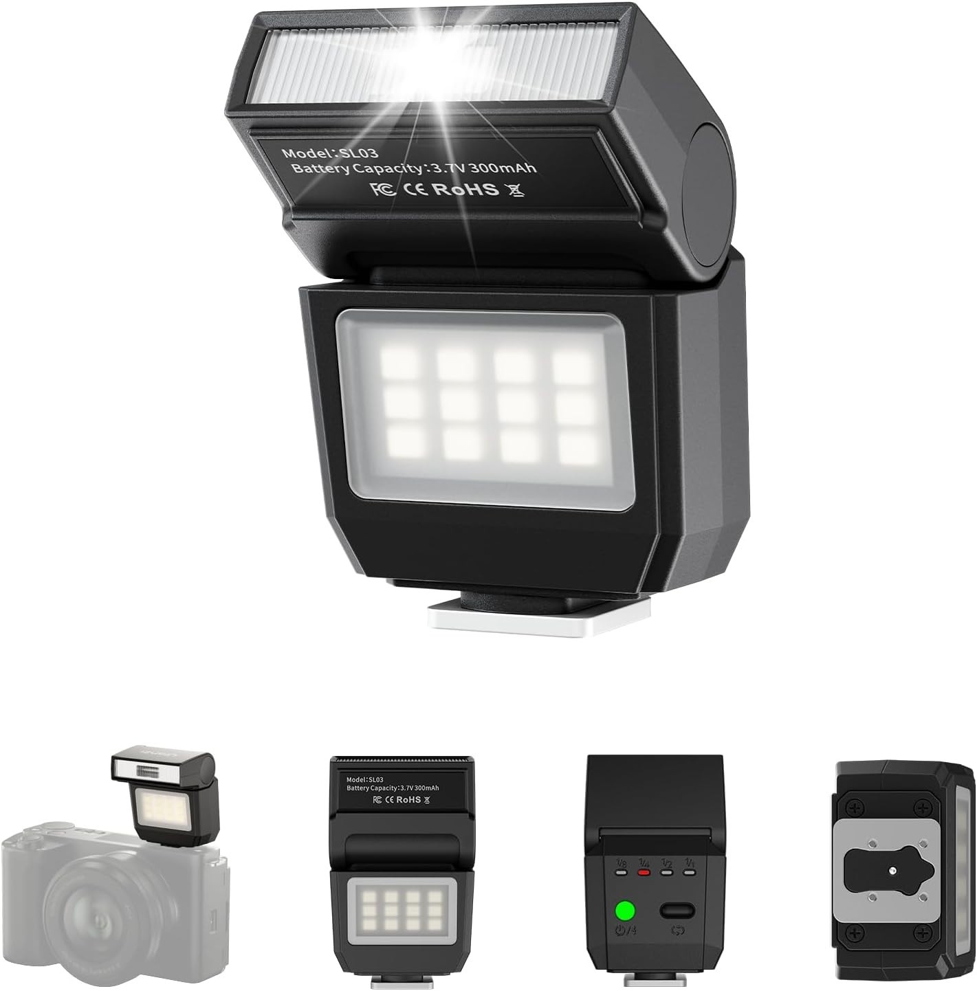 Versatile SL03 Camera Speedlite: GN8 Flash, 90° Adjustable, DSLR Compatible