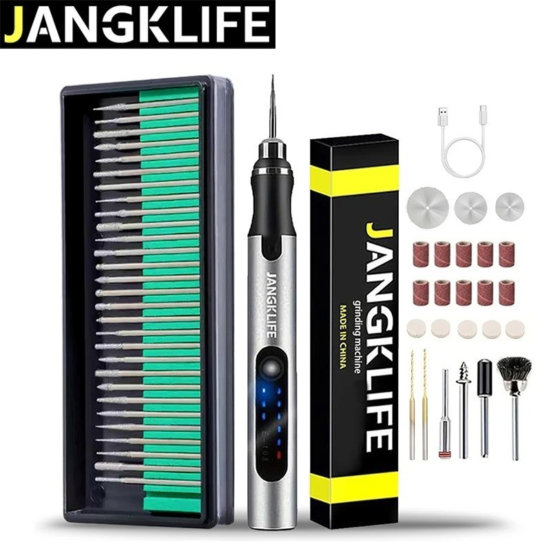 JANGKLIFE USB Cordless Rotary Tool Mini Engraving Pen 3-Speed Drill Kit