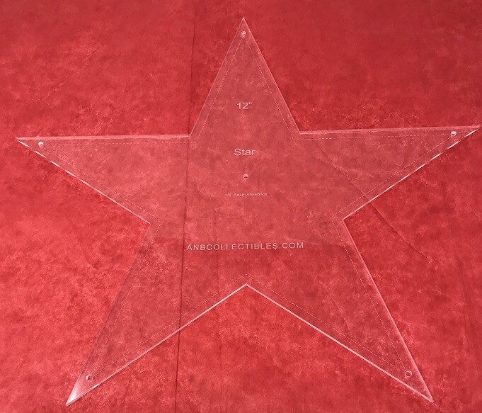 1/4" Thick Acrylic Star Quilting Template (Choice of Sizes)