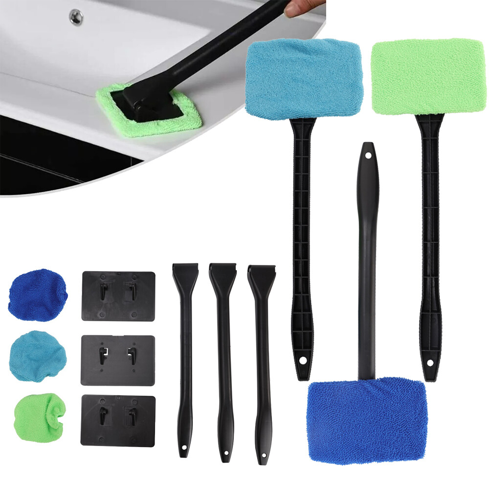 3 Pack Window Windshield Cleaning Tool Microfiber Car Wiper Cleaner Glass Brush