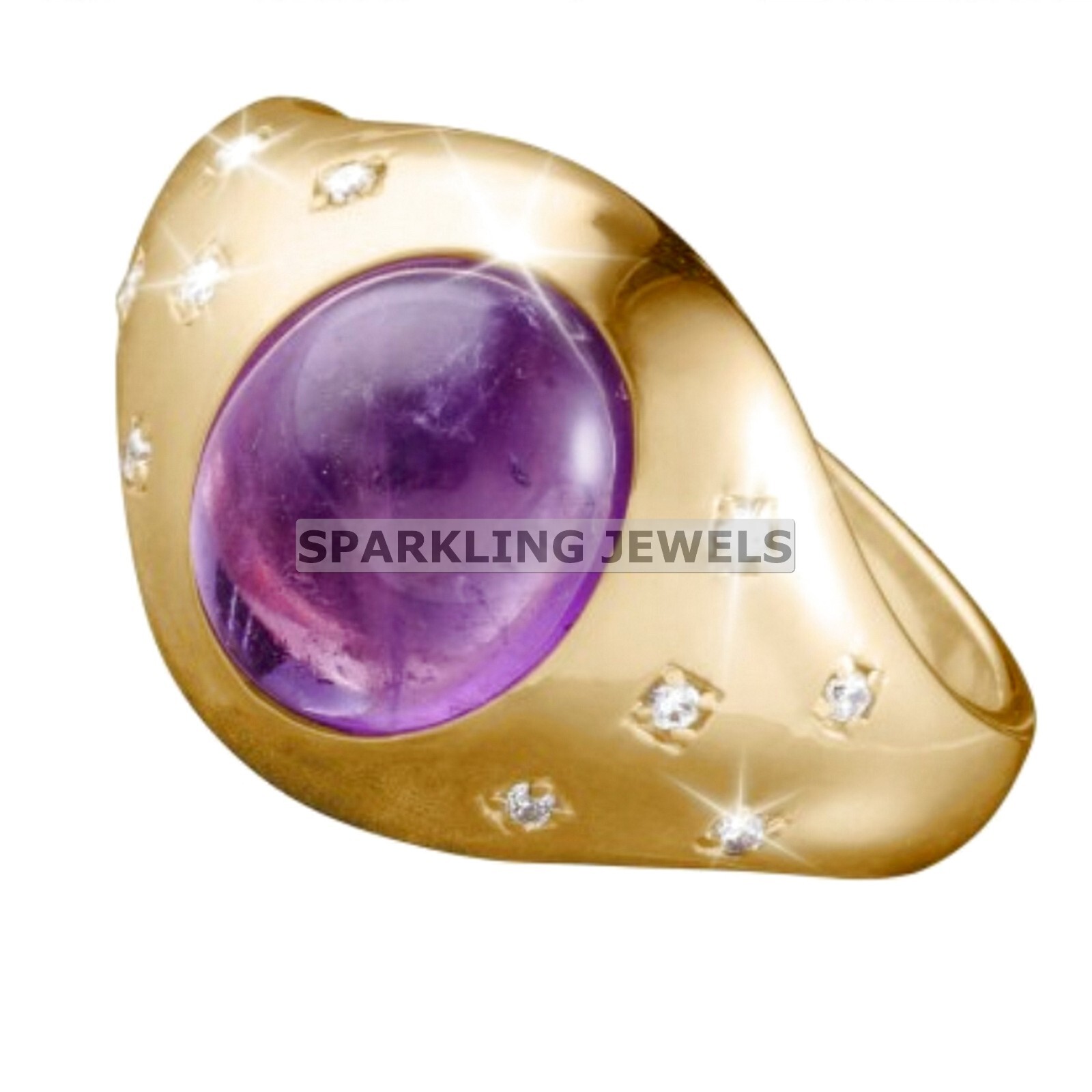 VVS Amethyst Oval Cut With 14K Solid  Gold  Ring For Men #C3