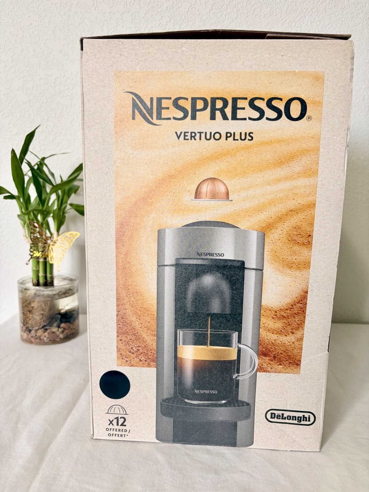 Nespresso Vertuo Plus Capsule Coffee Machine, Black, 12 Capsule Capacity
