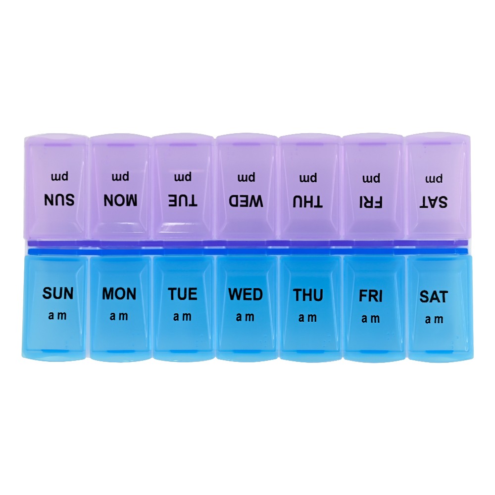 Jumbo Extra Large 6.69"x3.14" Pill Organizer 7 Day 2 Times a Day Weekly Pill Box