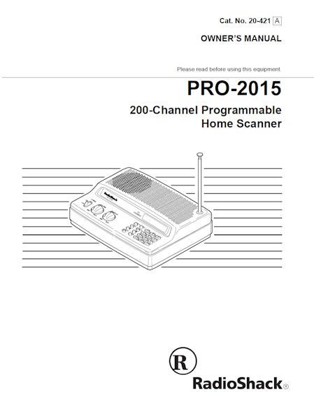 RADIO SHACK PRO-2015 JUMBO ENLARGED INSTRUCTION OPERATING MANUAL