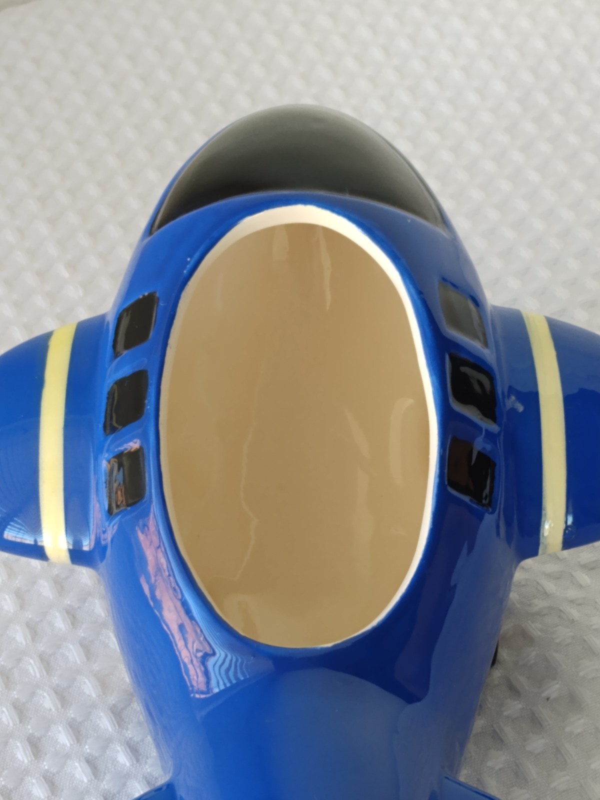 Ceramic Blue Airplane Planter Trinket Vase