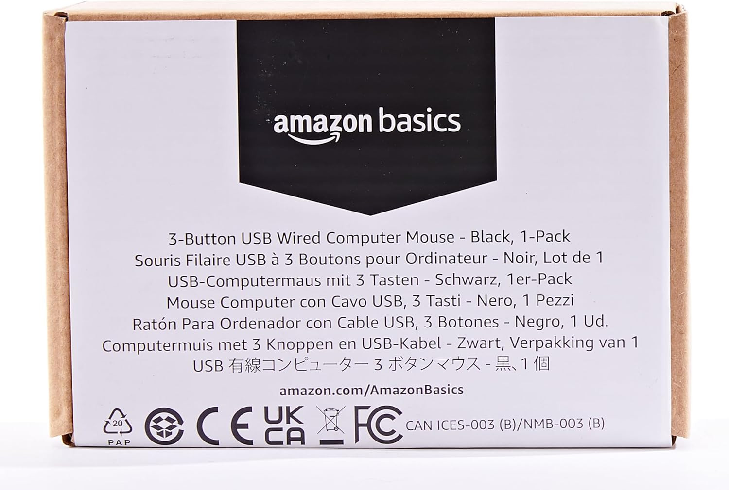 3-Button USB Wired Mouse with Scrolling and Tracking - Standard, Black