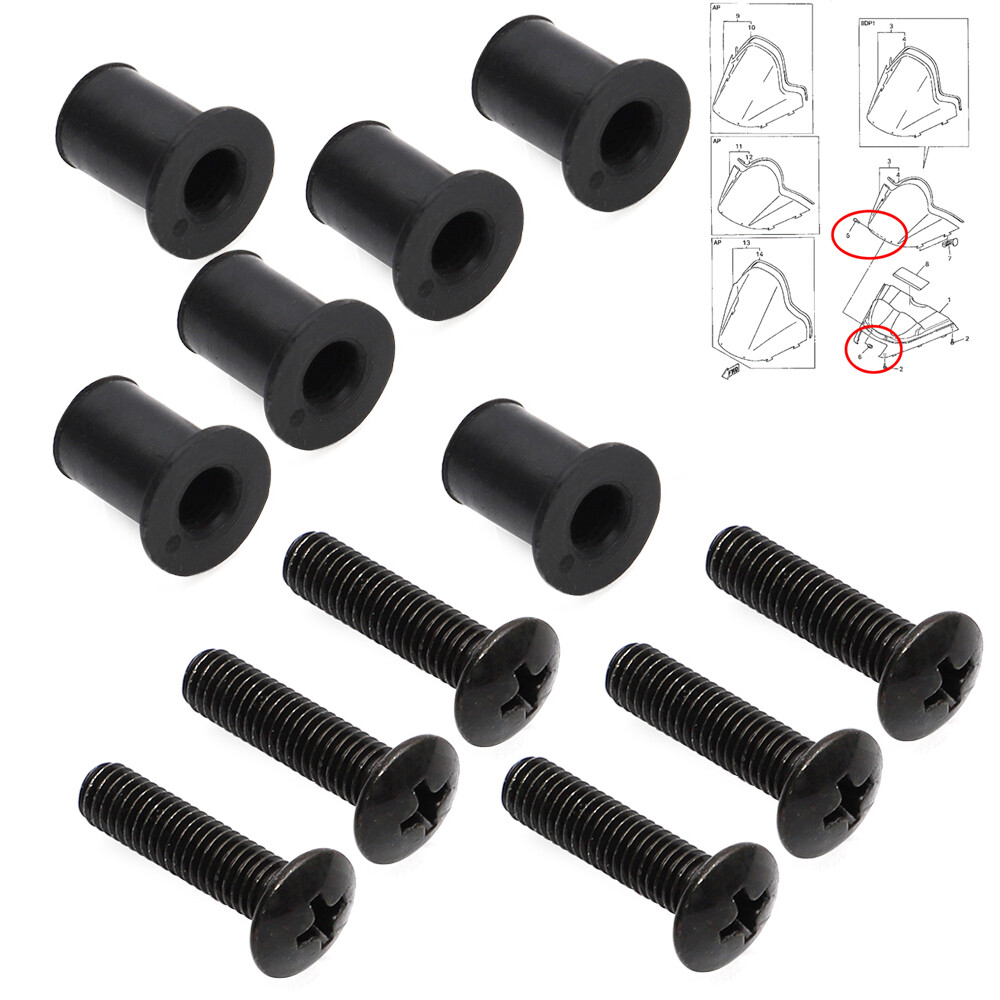 Windshield Screw Nuts Kit Set For Yamaha Snowmobile 90150-05024-00 / 90179-05523