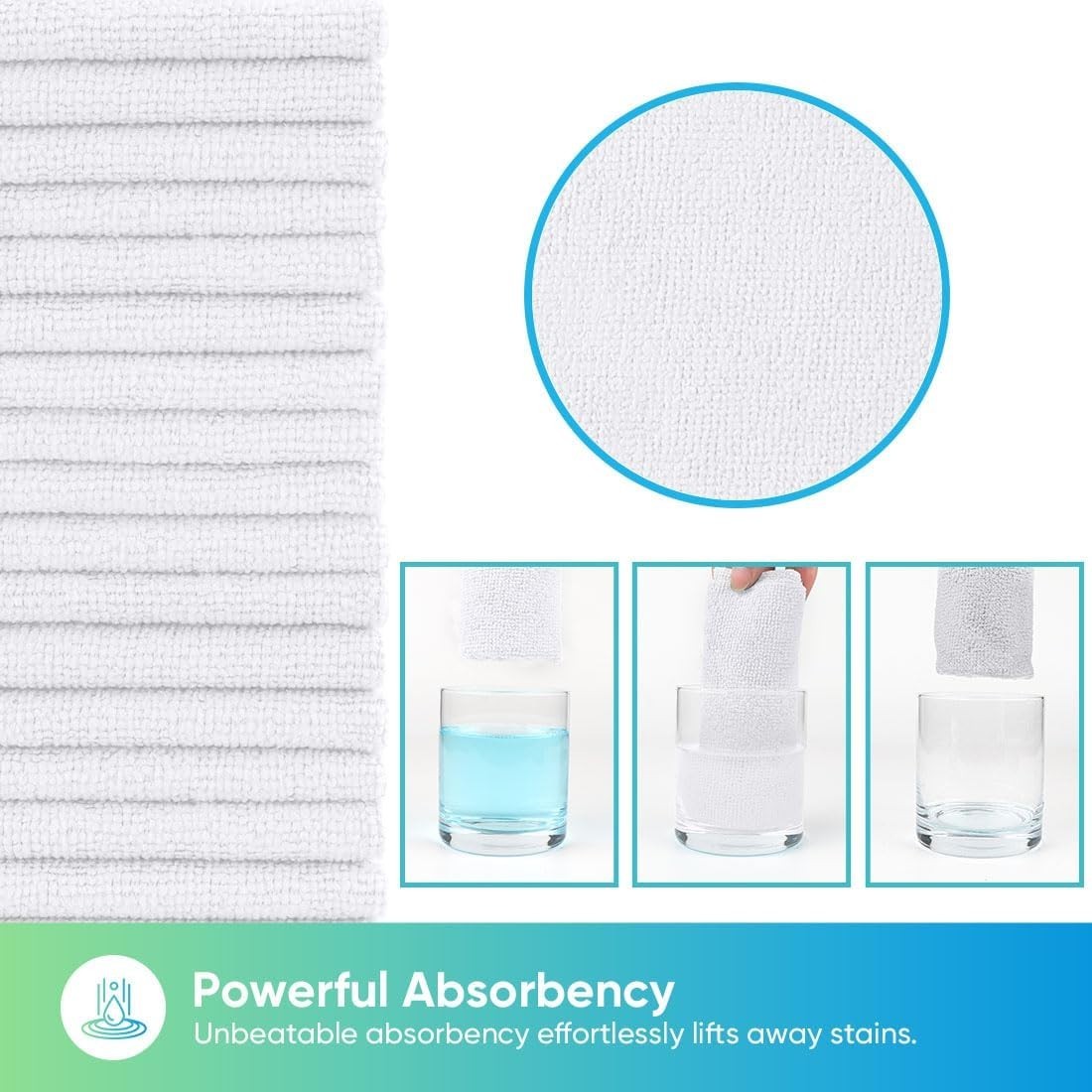 Lint-Free Microfiber Cloths 10 Pack Quick Dry White for Kitchen & Car Surfaces