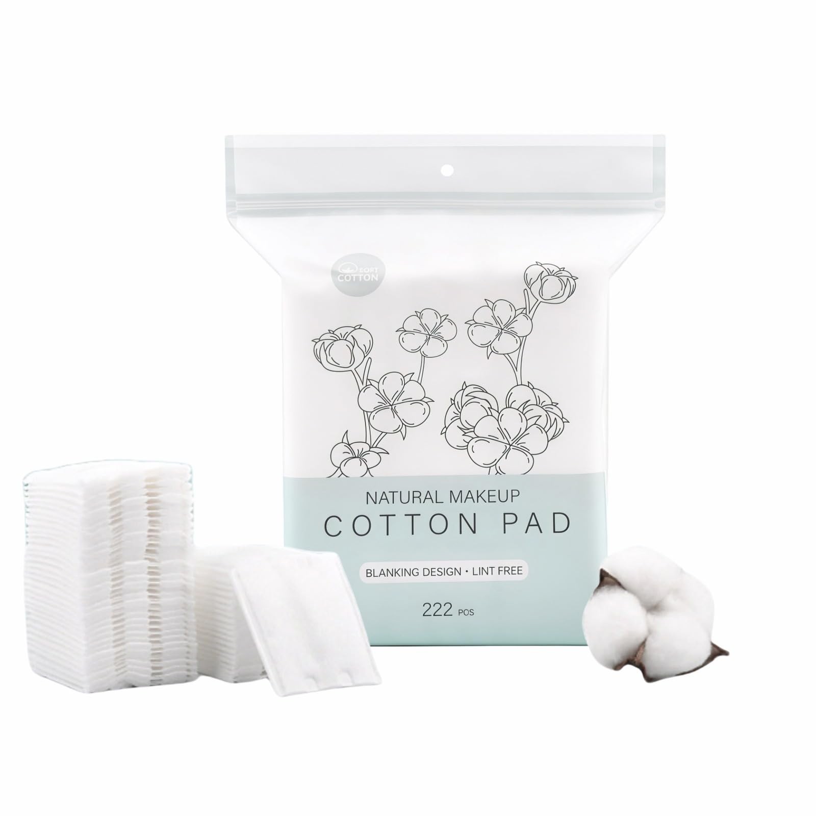 222-Pack 100% Pure Cotton Makeup Remover Pads | Soft, Hypoallergenic & Lint-F...