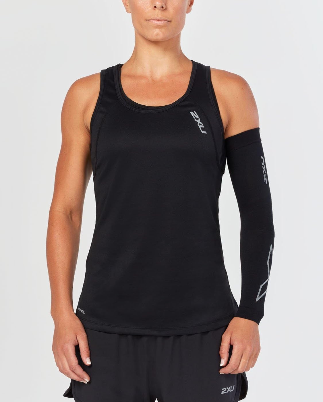2XU Compression Flex Arm Sleeve Medium Black Grey for Muscle Support and Reco...