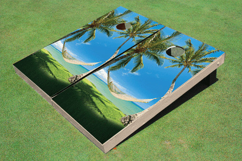 Beach Hammock #3 Custom Cornhole Board Bag Toss Set