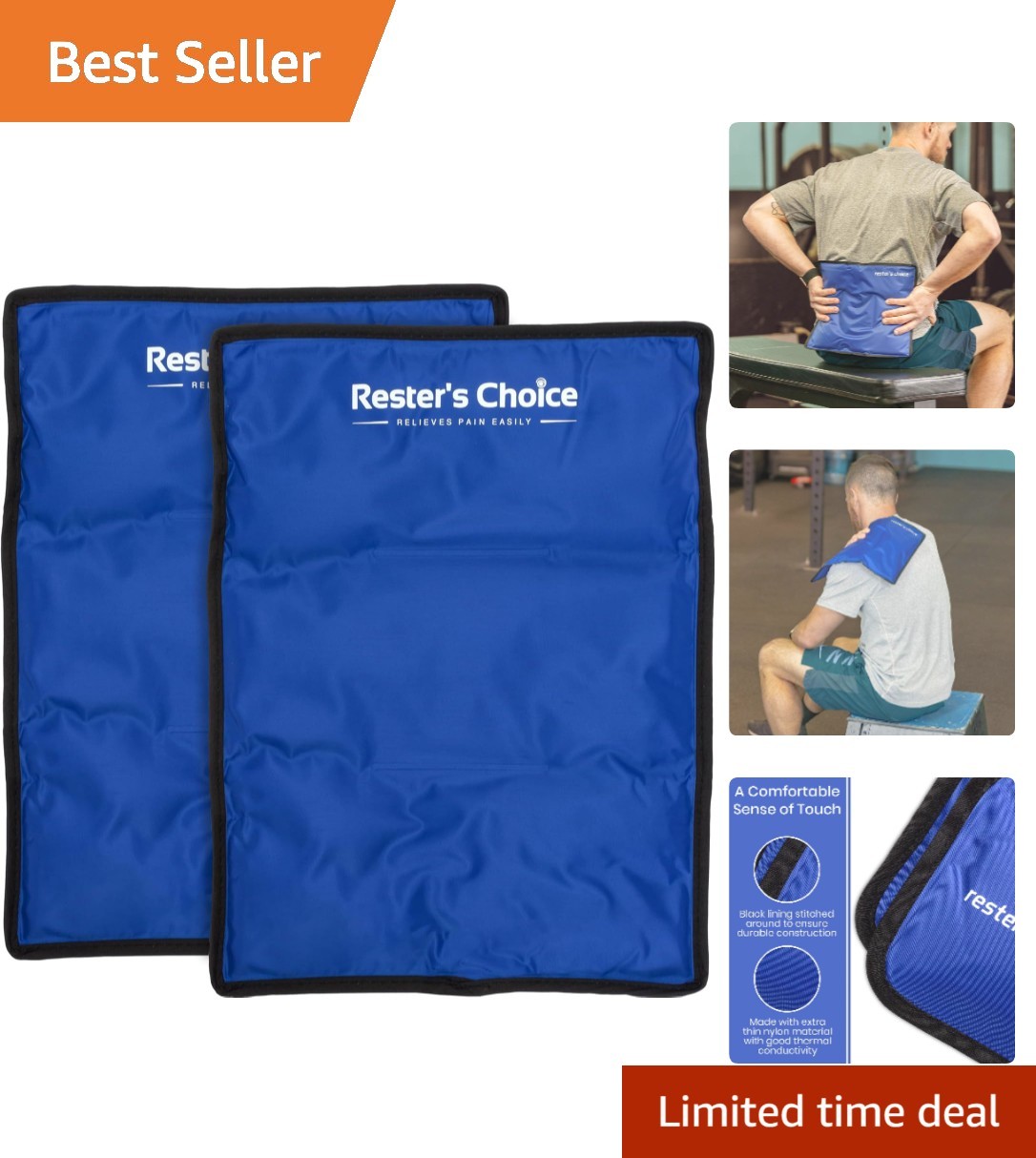 Extra Large 2 Pack Ice Packs for Pain Relief - Flexible and Durable Design