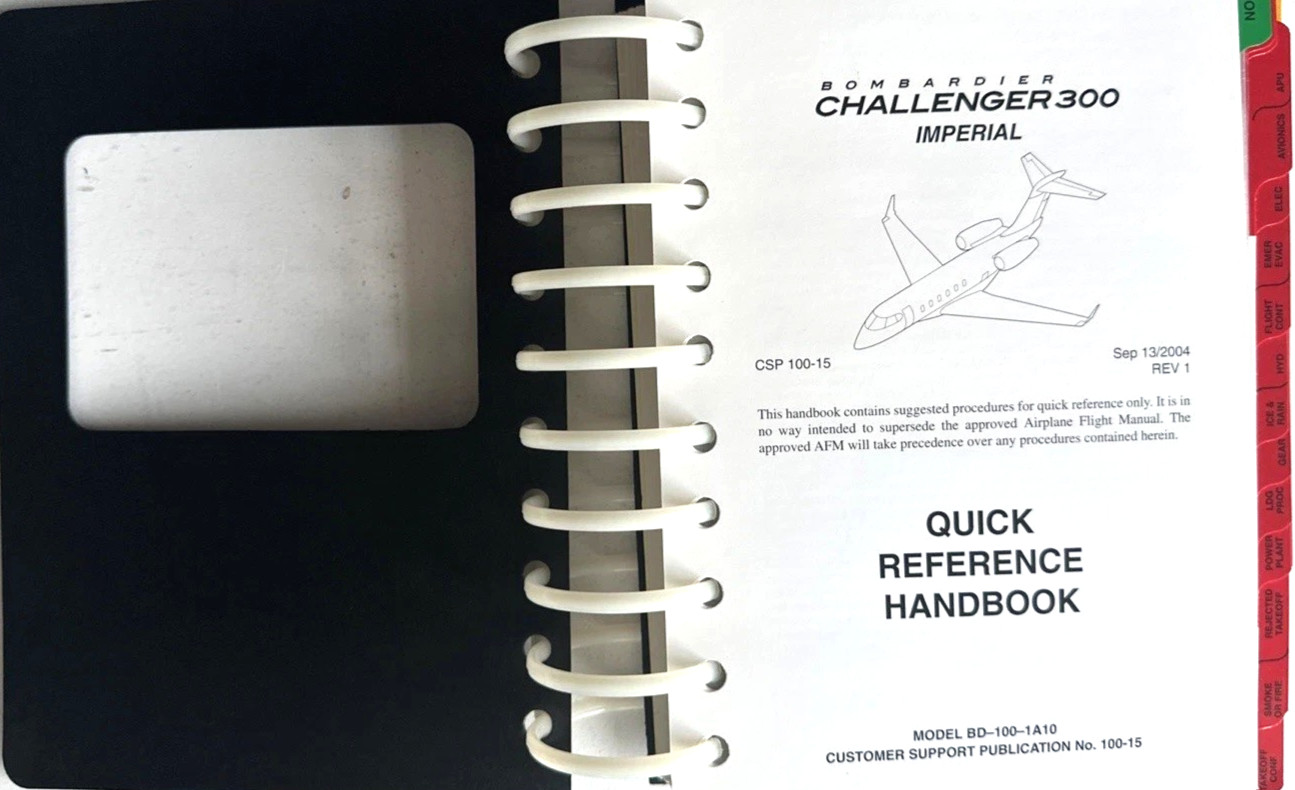 Bombardier Challenger 300 Imperial Quick Reference Handbook Model BD-100-1A10