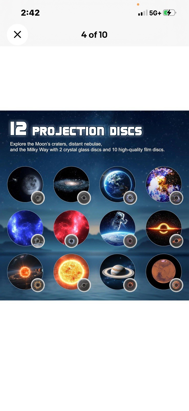 Observatory Star Projector Adjustable Focus 12 Disc, Bluetooth ,white Noise