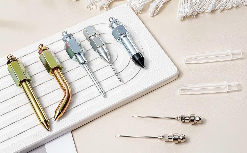 7PCS Grease Gun Needle Tip Kit, Mini Nozzles & Adapters for Tight Spaces