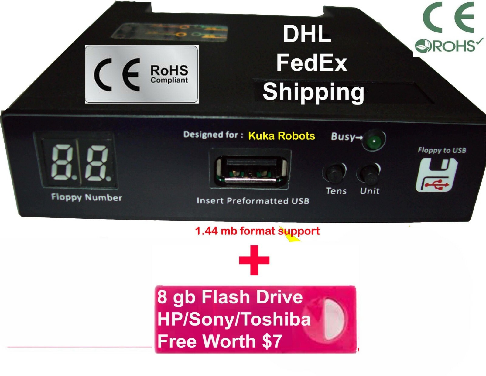 floppy disk drive to USB Converter emulator  for KUKA Robots  +16GB (1.44 mb)