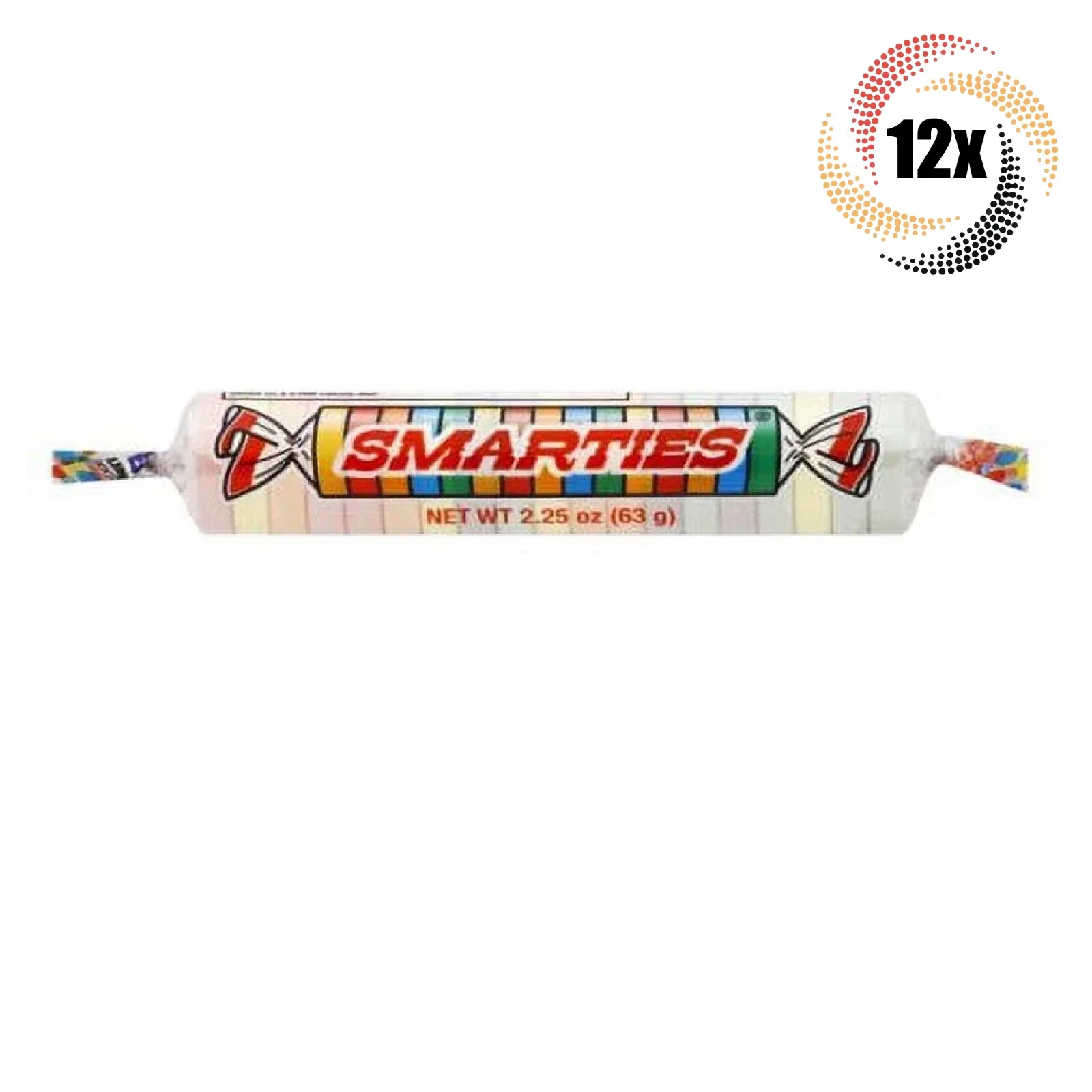 12x Rolls Smarties Original Assorted Flavors Mega Roll Fat Free Candy - 2.25oz