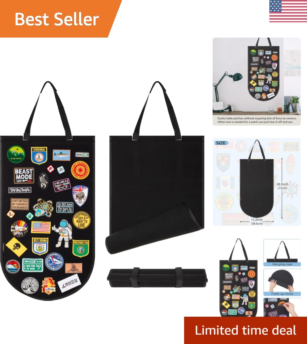 Durable Black Felt Patch Holder Display Board - Ideal for Organizing Collections