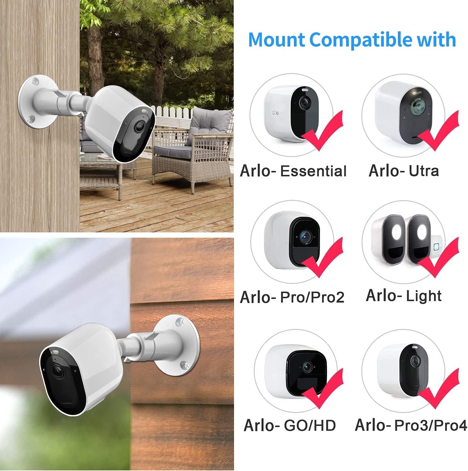 Durable Indoor/Outdoor Adjustable Security Camera Wall Mount - Easy Installation