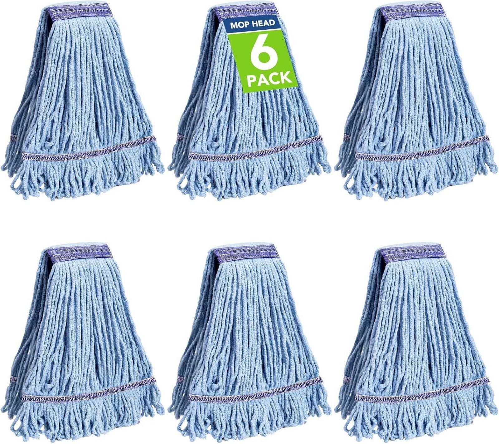 6 Pack Commercial Mop Head Replacement – Heavy Duty Mop Head