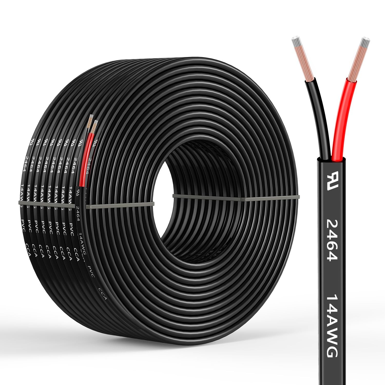 14 Gauge 2 Conductors 50FT Electrical Wire, Flexible Low Voltage 50FT, Black