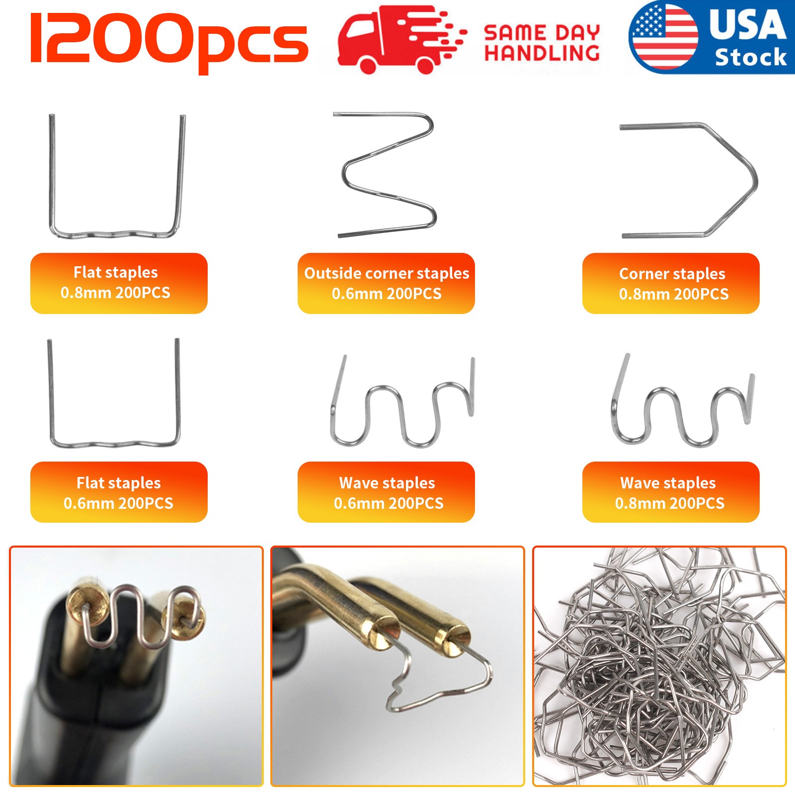 1200PCS Hot Stapler Staples Repair Kit For Plastic Welder Gun Car Bumper Fender