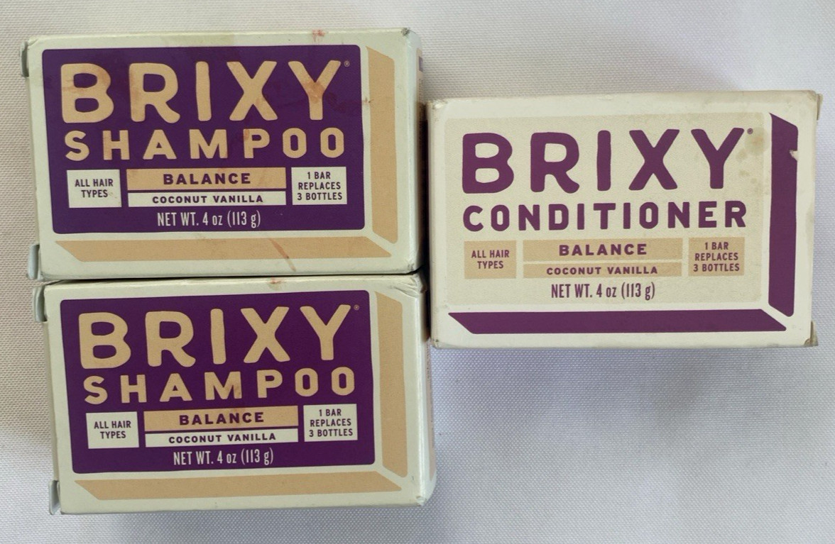 Lot of 3 Brixy Balance Shampoo  & Conditioner Bar Mint Eucalyptus 4 oz each NEw