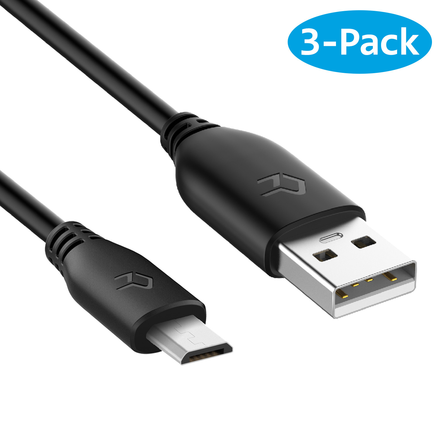 Rankie 3-Pack 3ft Micro USB Cable High Speed Data and Charging (Black)