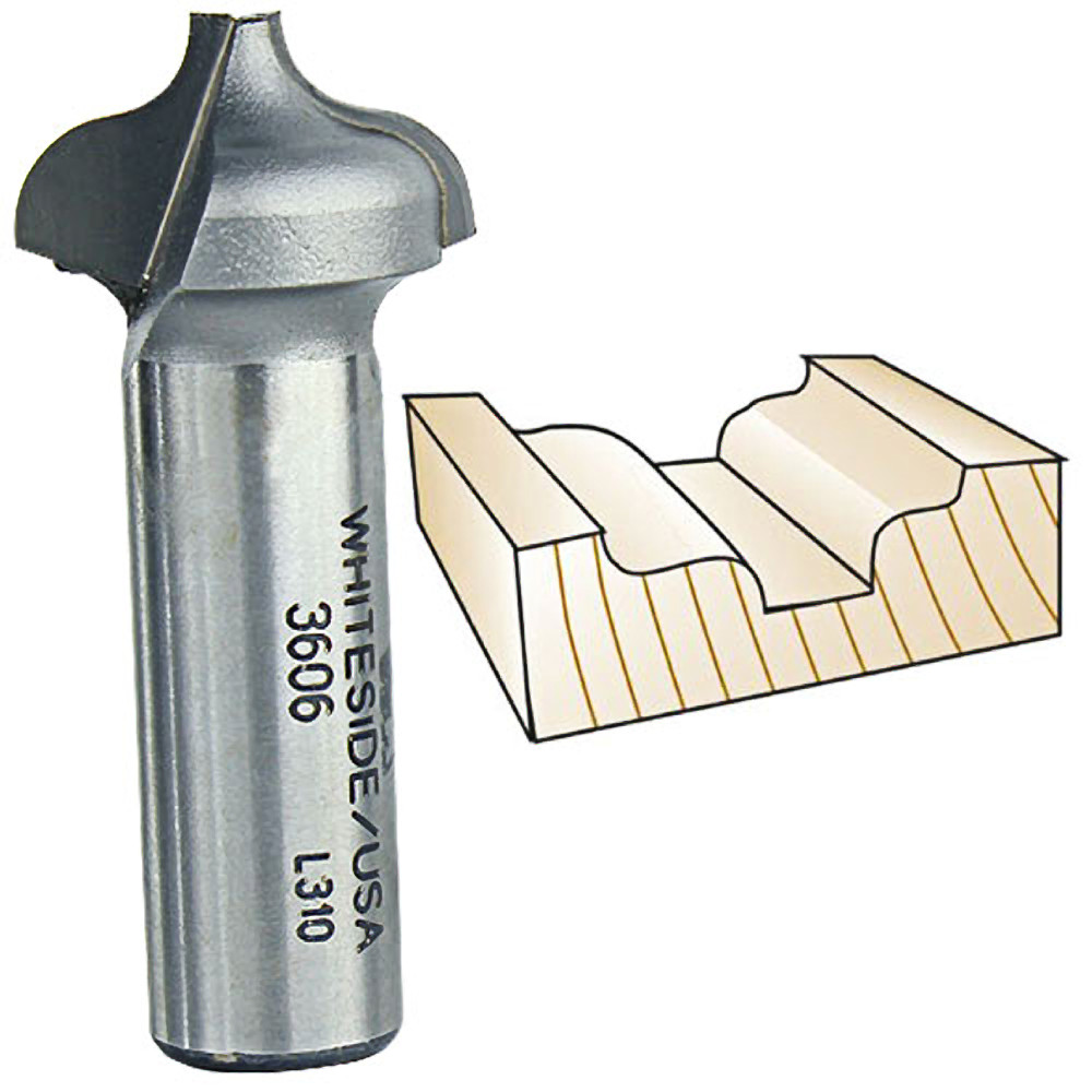 Whiteside Plunge Ogee Bit, 1/2 in. SH x 3/16 in. R