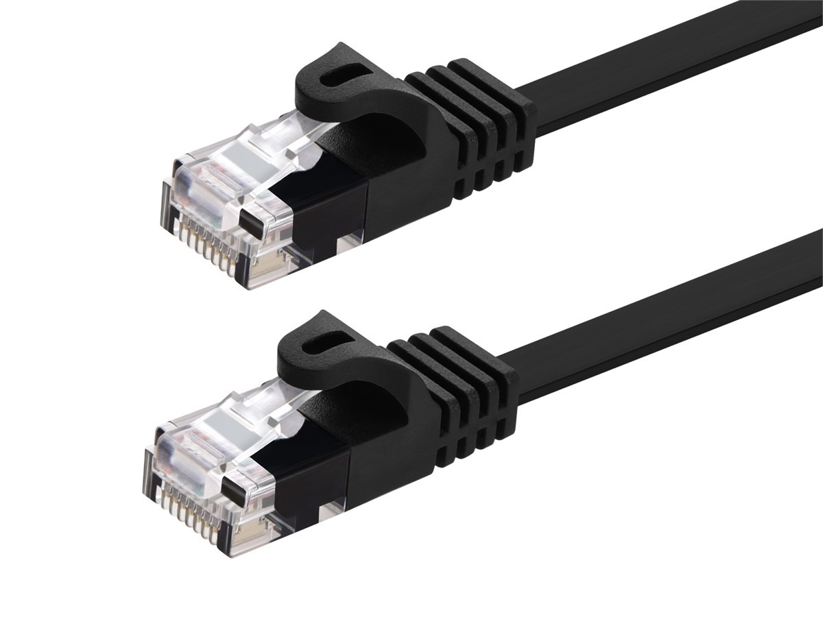 Cat5e Ethernet Patch Cable RJ45 FlatStranded 350Mhz UTP Copper 30AWG 1ft Black