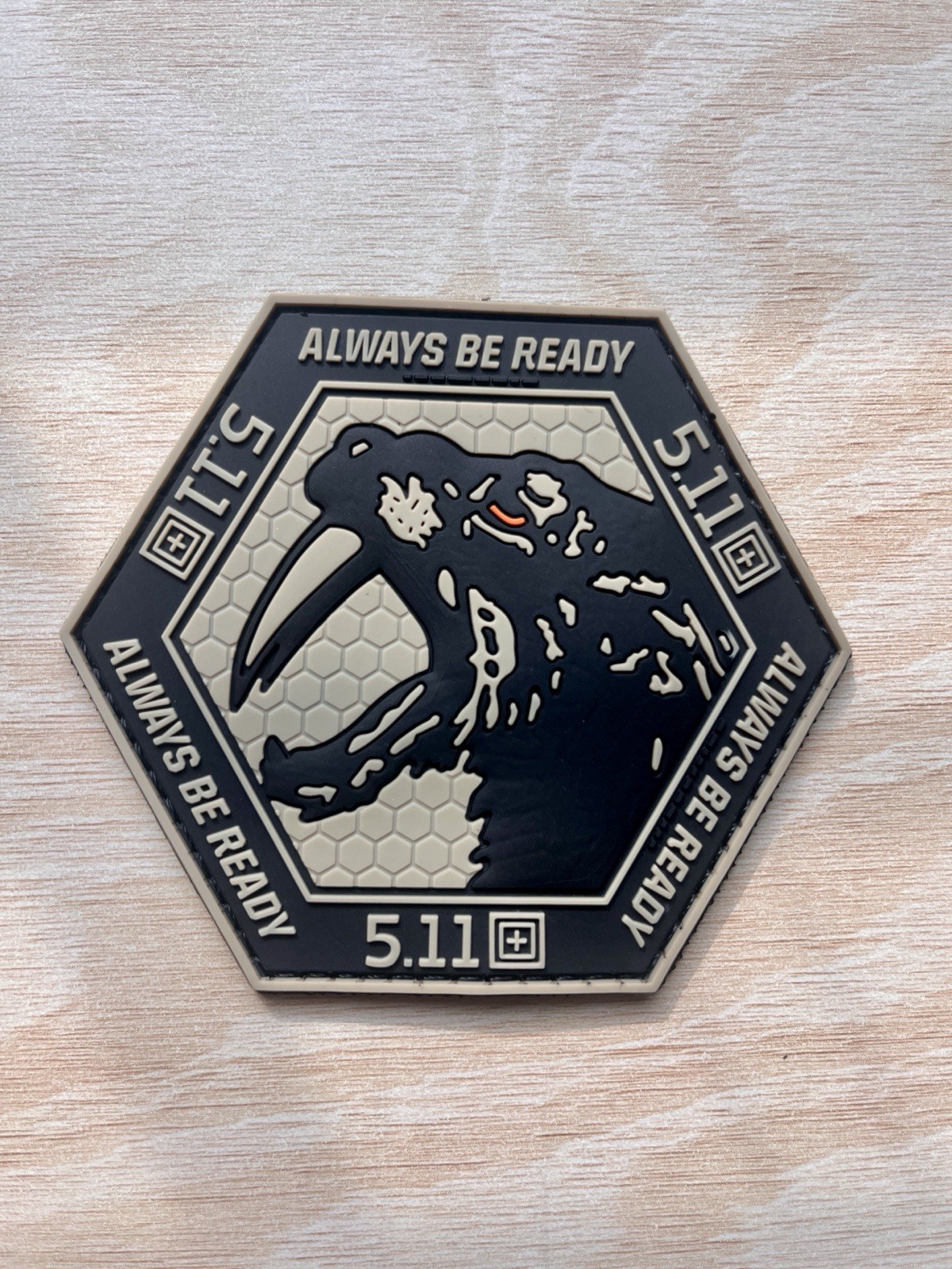5.11 Tactical Sabertooth Tiger Patch Hexagon Morale Patch NEW Free Shipping PVC