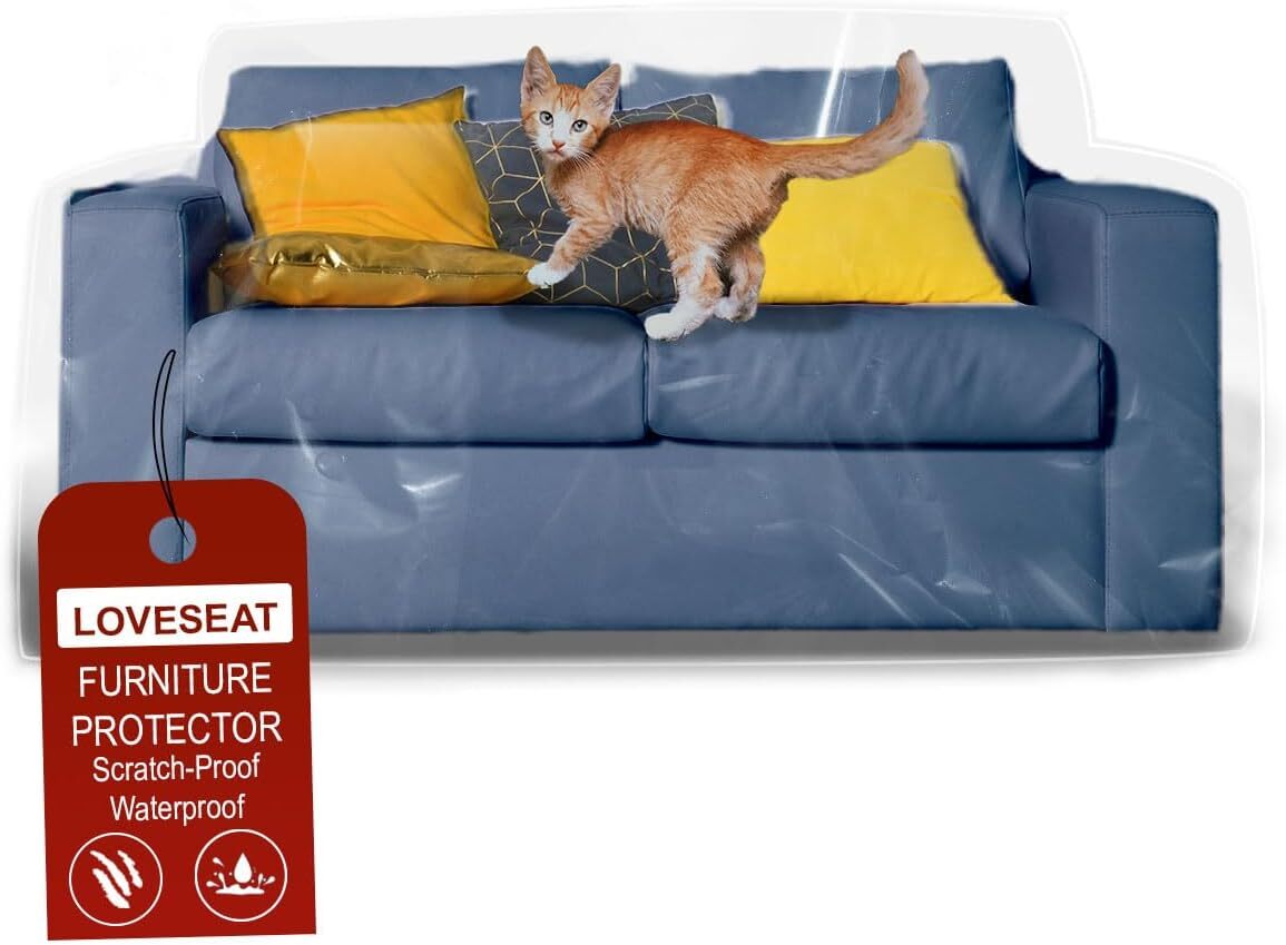 Clear Vinyl Furniture Protector - Loveseat Cover - 84" W X 40" D X 36" H Rear, 1