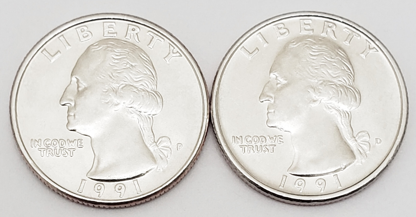 1991 P & D WASHINGTON QUARTER SET AVE CIRCULATED **FREE SHIPPING**