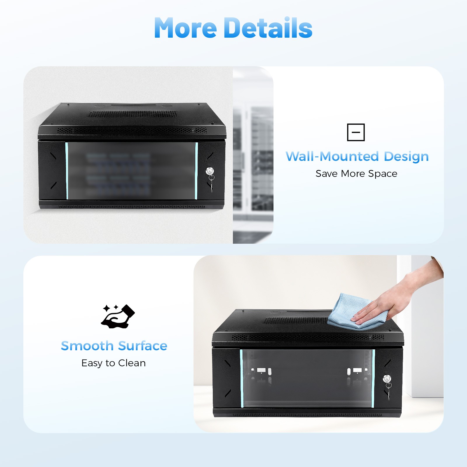 4U Server Cabinet Case Wall Mounted Network Server Data Cabinet Enclosure Rack