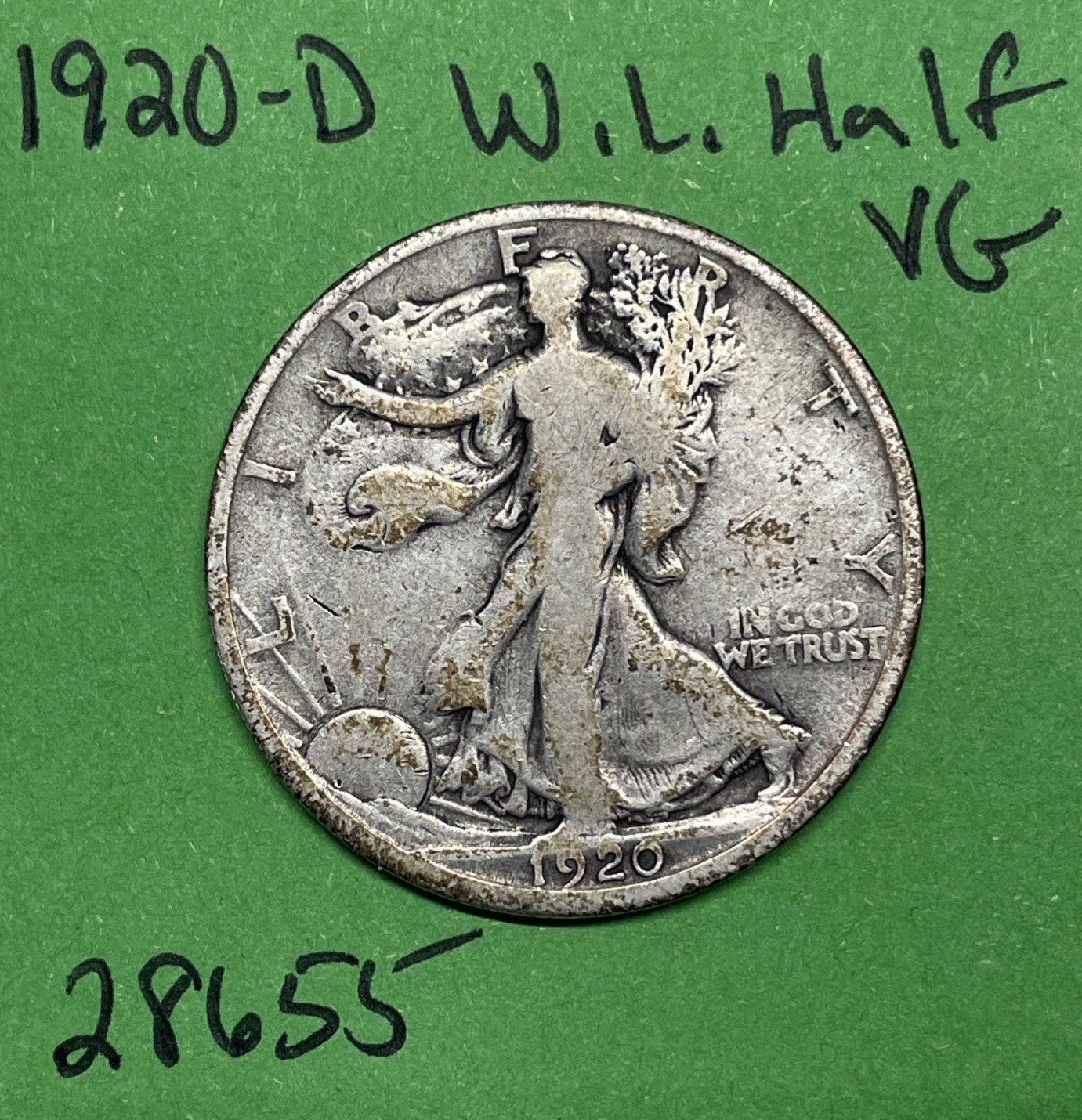 1920-D Walking Liberty Half Dollar 50c Vg Very Good
