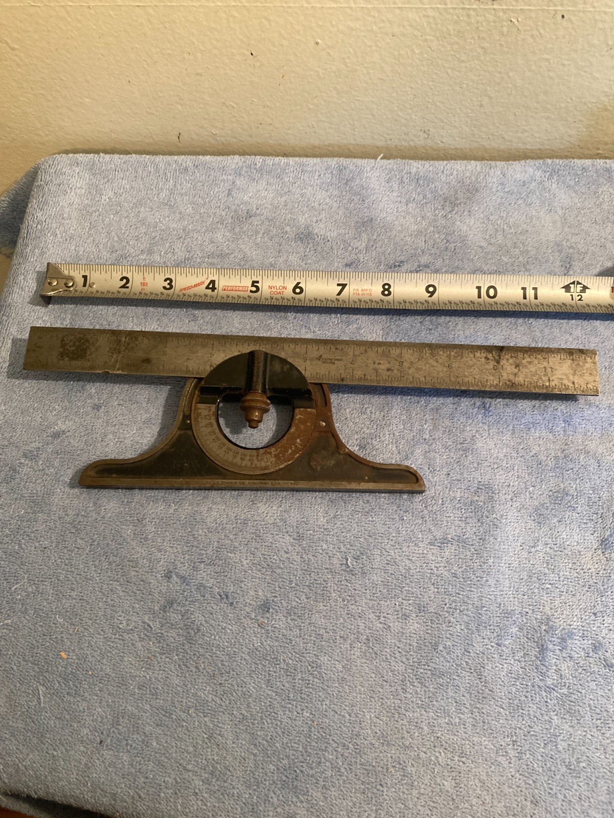 VINTAGE LS STARRETT 492 PROTRACTOR & RULER BUBBLE LEVEL MACHINIST TOOLS READ