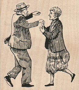 Jiving Couple 2 3/4 x 3" Rubber Stamp, Dancing Couple Stamp