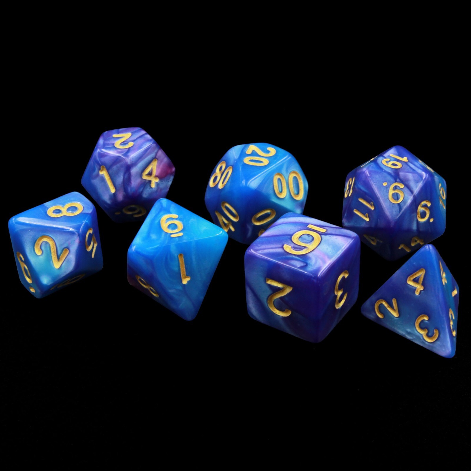 Liquid Blue Polyhedral Dice | Set Of 7