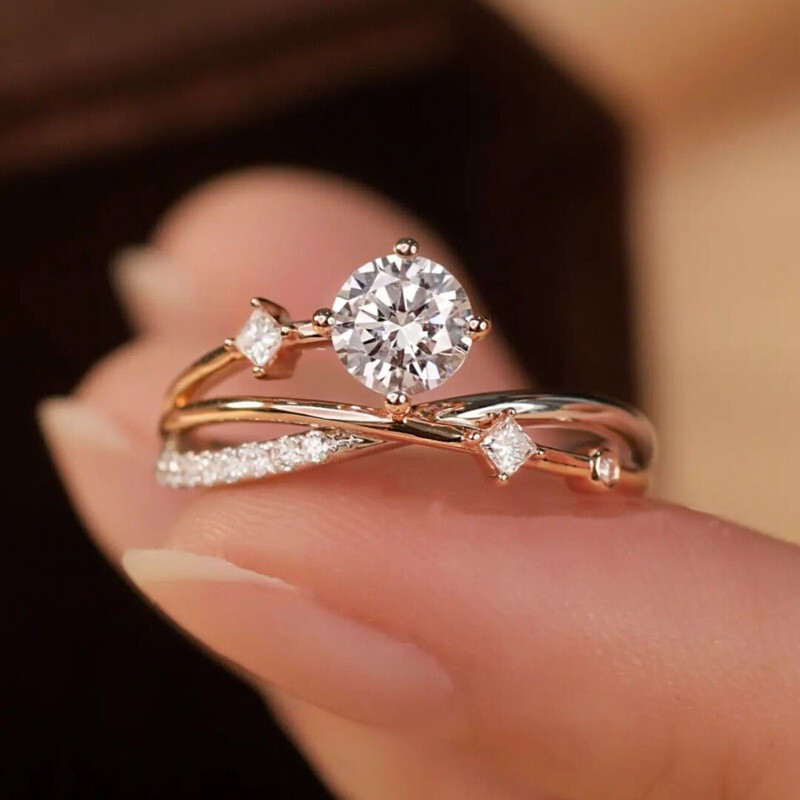 Pretty Cubic Zirconia 925 Silver Filled,Gold Plated Rings Women Gifts Size 6-10