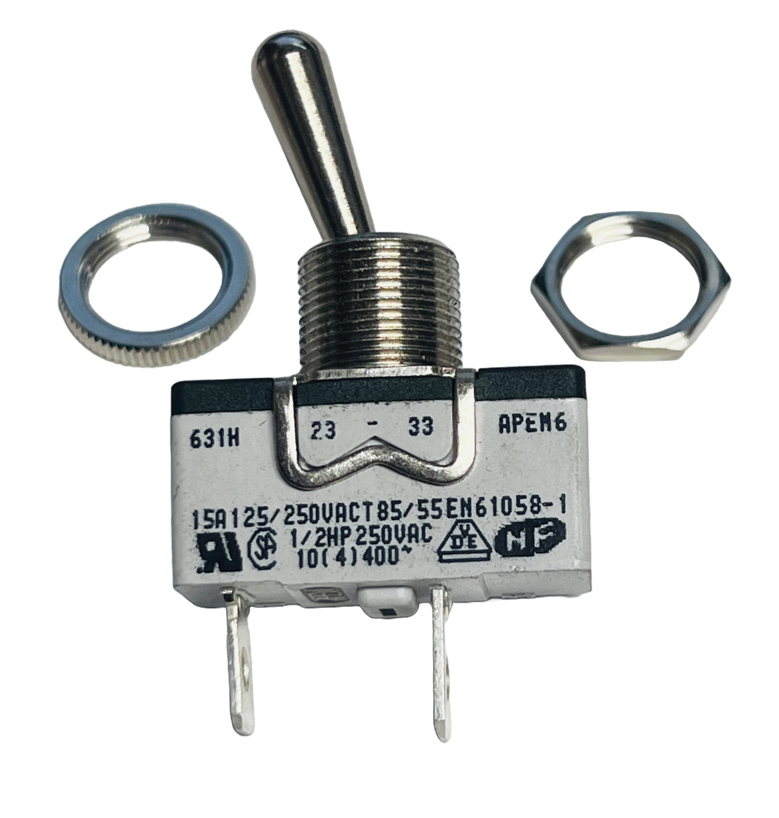 APEM 631H/2 Panel Toggle Switch 1 Pole On-Off 250VAC 15A