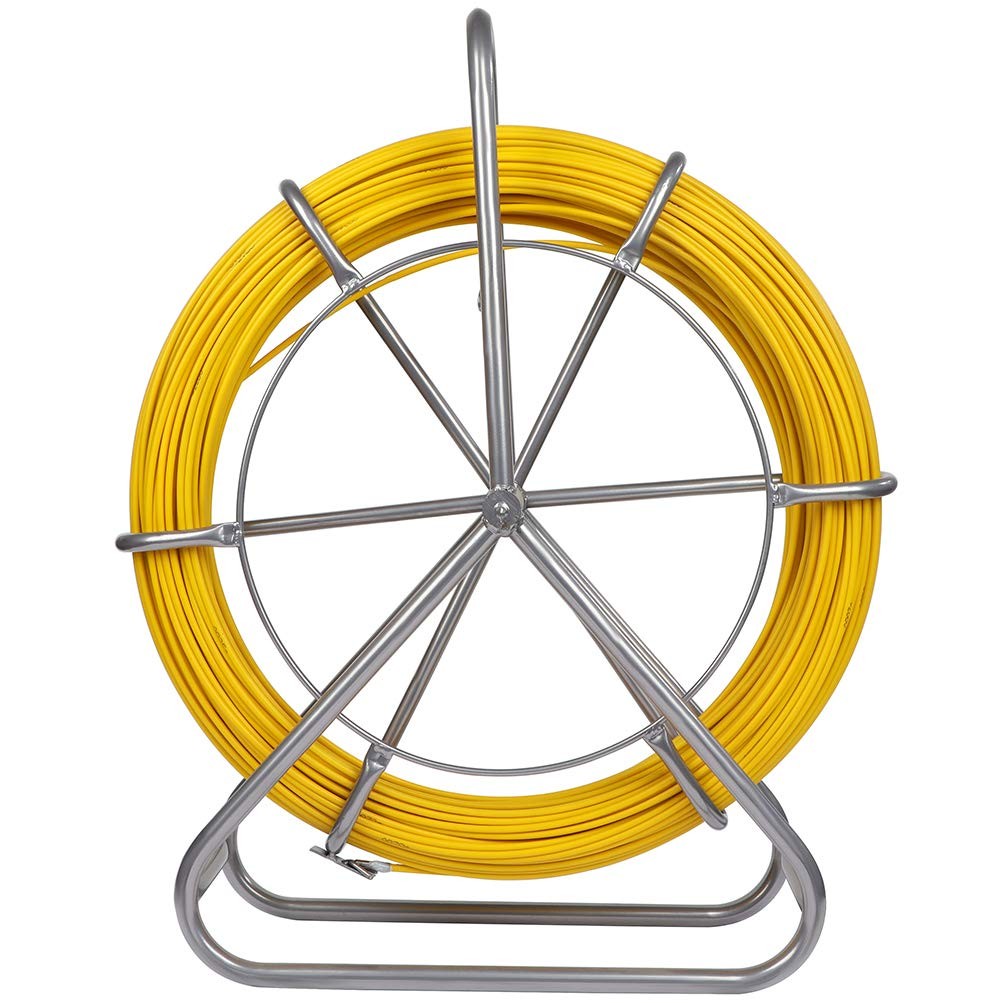 FAHKNS 425FT Fish Tape Fiberglass 1/4 inch(6MM) inch(6MM), YELLOW