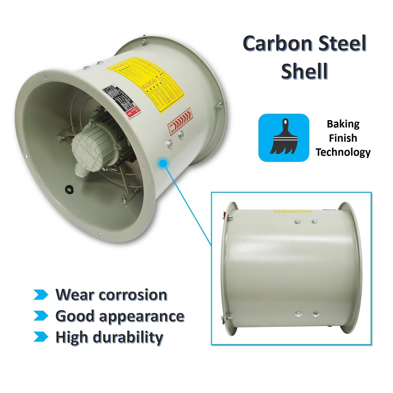 12" Hazardous Location Axial Fan Explosion-Proof Inline Duct Blower Ventilation