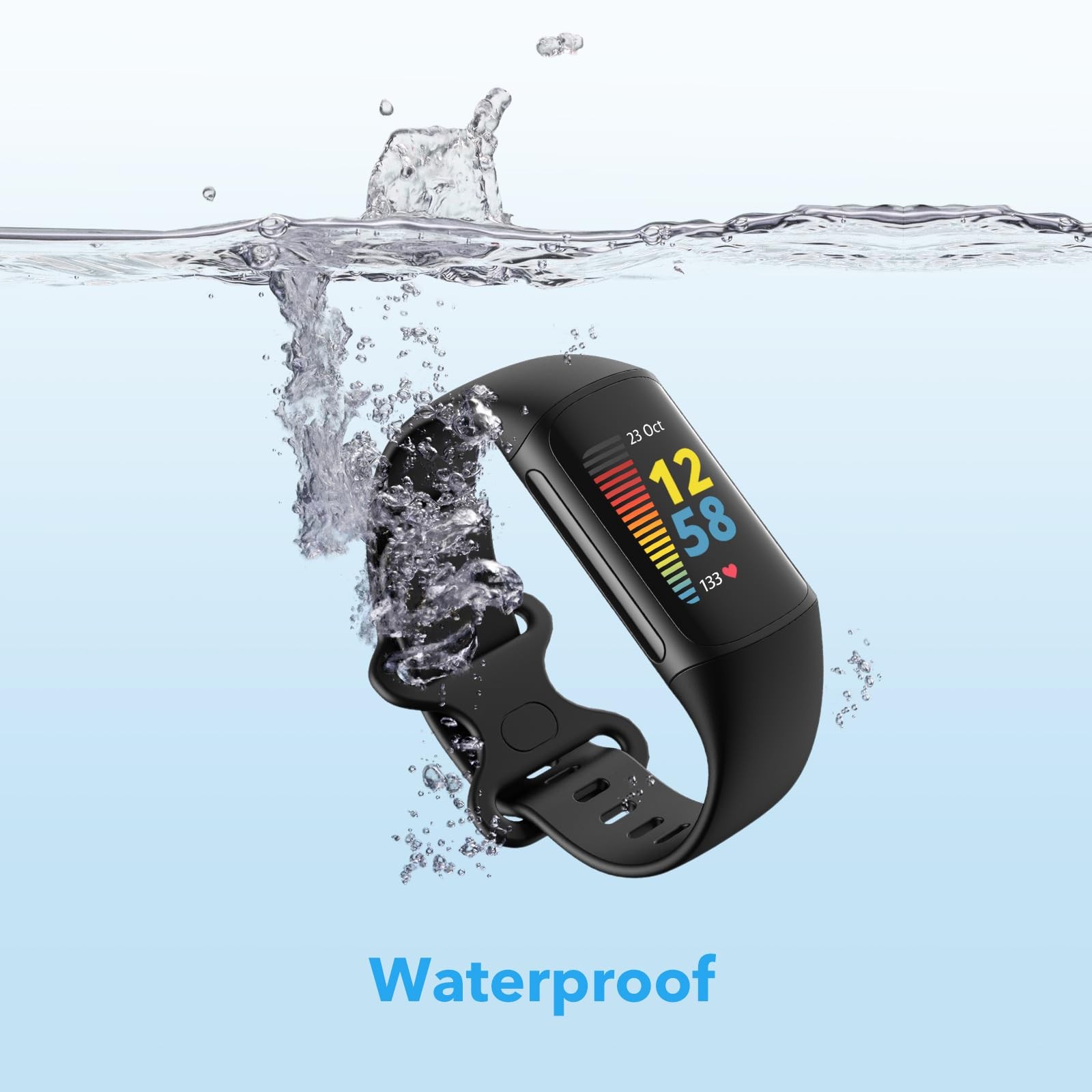 2 Pack Waterproof Bands Compatible with Fitbit Charge 5 / Fitbit Charge 6 for...