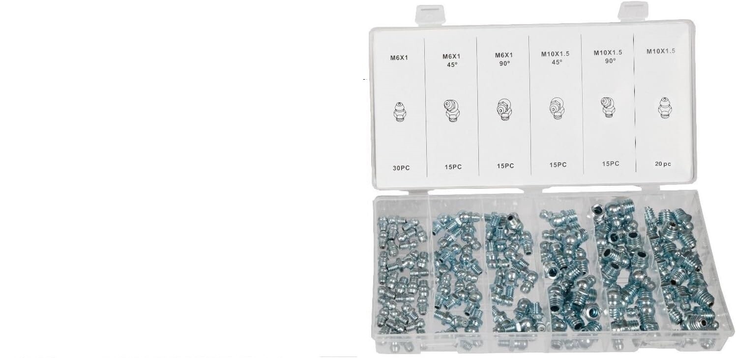 110pc Metric Hydraulic Grease Fitting Assortment Set