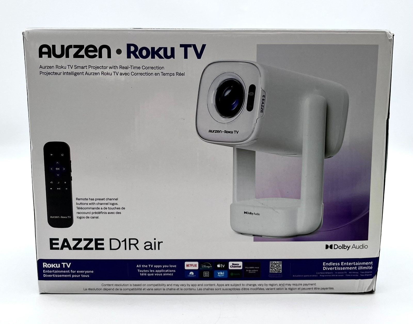 Aurzen x Roku TV EAZZE D1R Air Smart Projector With Real Time Correction